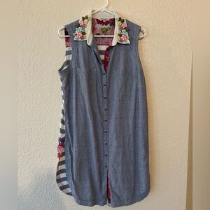 John Mark Tunic Dress Size Large Stripes and Florals